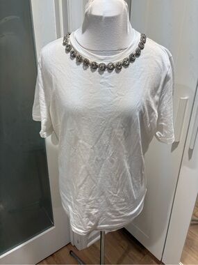 Dee Dee Women’s White Crystal Embellished Crew Neck Top